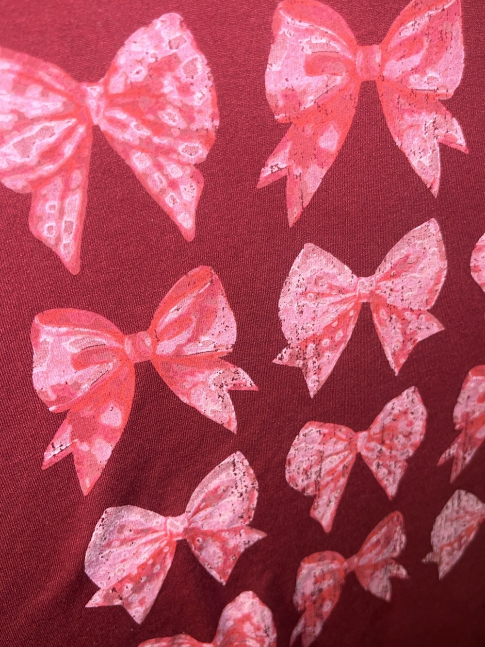 PositiviTees Burgundy Pink Bow Graphic T-Shirt XXL Coquette Cute Casual - Picture 3 of 5